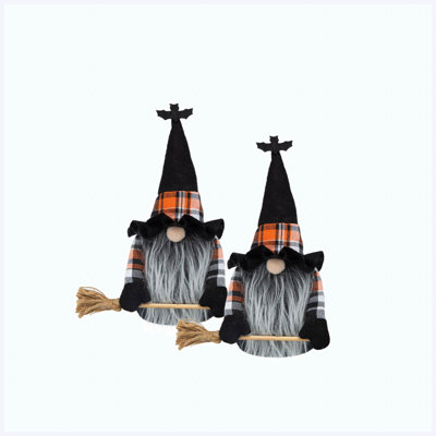 Ensemble de 2 décorations de lutins d'Halloween, figurines de gnomes en tissu de 27 cm pour table, étagère et foyer