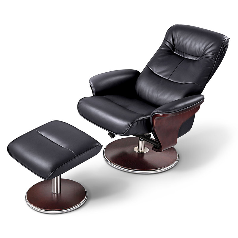 Milano Faux Leather Swivel Recliner, Black