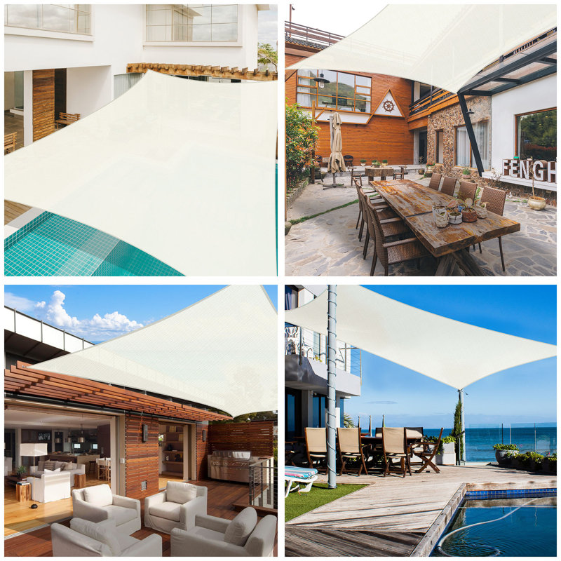 Off-White HDPE Rectangle Sun Shade Sail for Patio, 16' x 20'