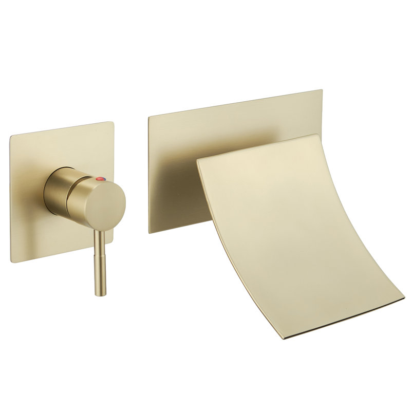 Wall Mounted Optional Single-handle Bathroom Faucet, Brushed Gold