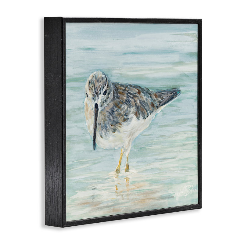 Black Framed Watercolor Bird Print on Canvas, 17" x 17"