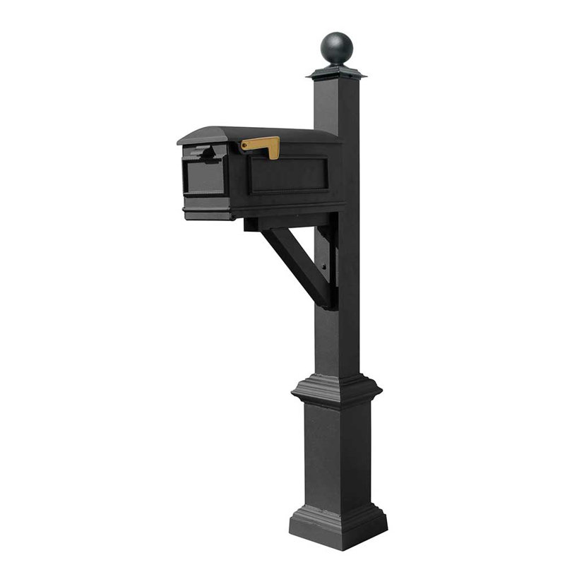 Aluminum Post Mounted Mailbox with Magnetic Closure, Black