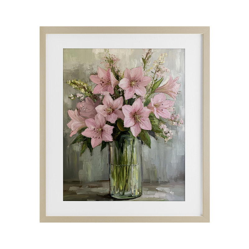 «Lily», impression florale encadrée sous verre, par Petal Prints Design, H 16 po x l 13 po, Cadre de récolte en pin