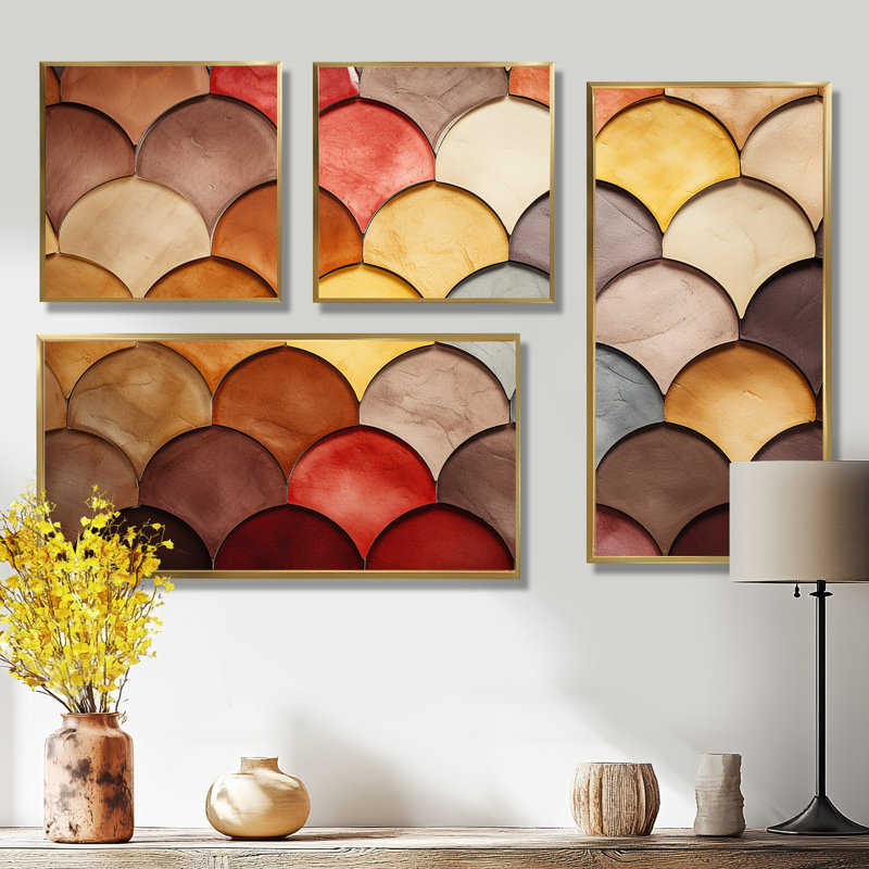 «Boho Mosiac», art mural mosaïque surdimensionné et coloré, Impression encadrée sans passe-partout, Doré