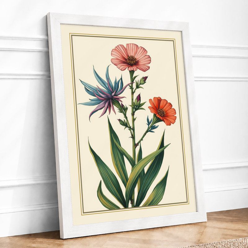 Three Carnations Botanical - Framed Print, A4 - 29.7 x 21.0 cm, White