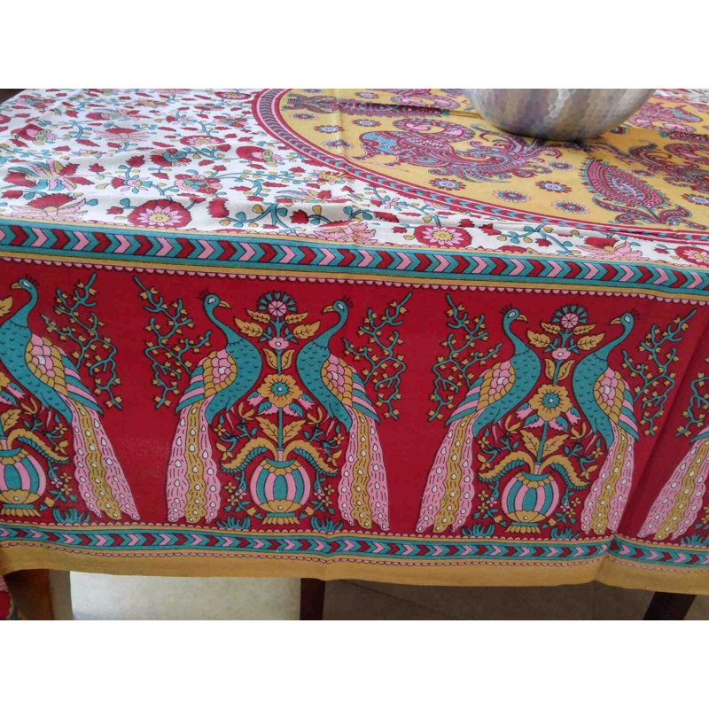Tapisserie en coton peacock, H 87 po x l 90 po, Rouge