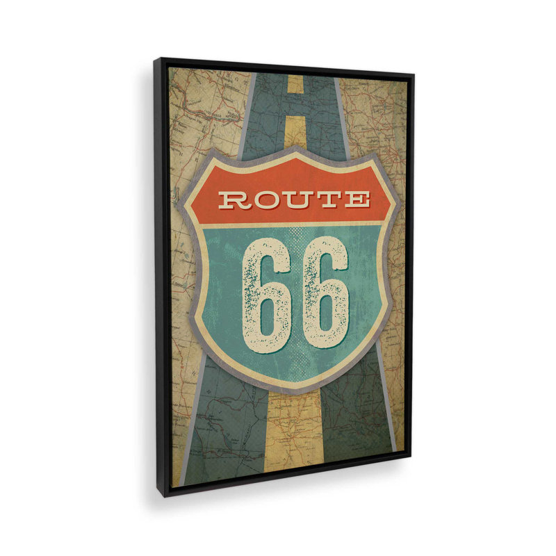 Panneau de signalisation rétro Route 66 Americana, H 12,75 po x l 8,75 po, Impression encadrée sans passe-partout