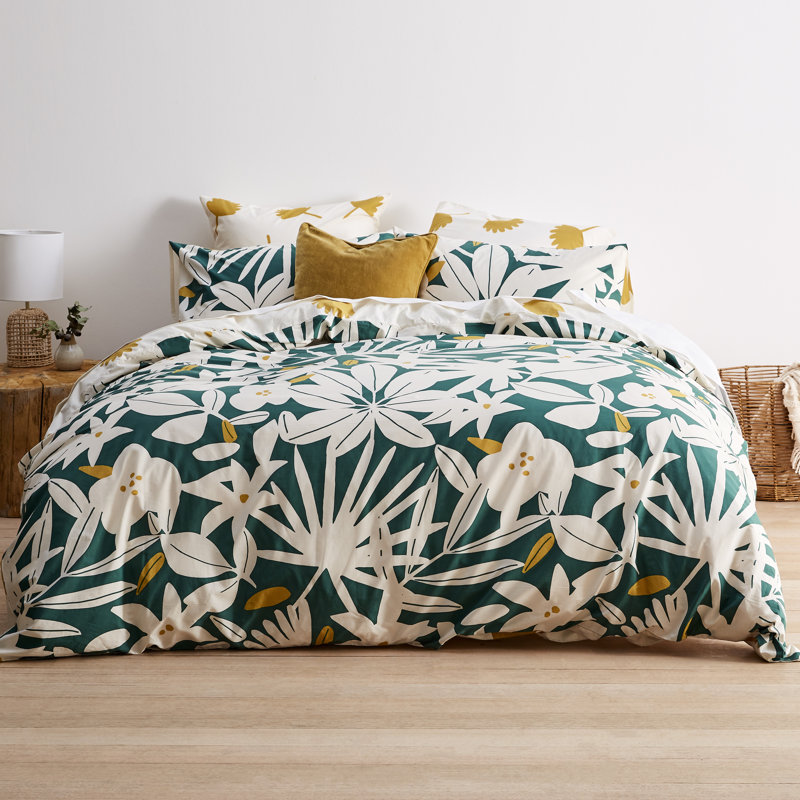 Cotton Floral Duvet Cover, Kingsize Duvet Cover + 2 Standard Pillowcases