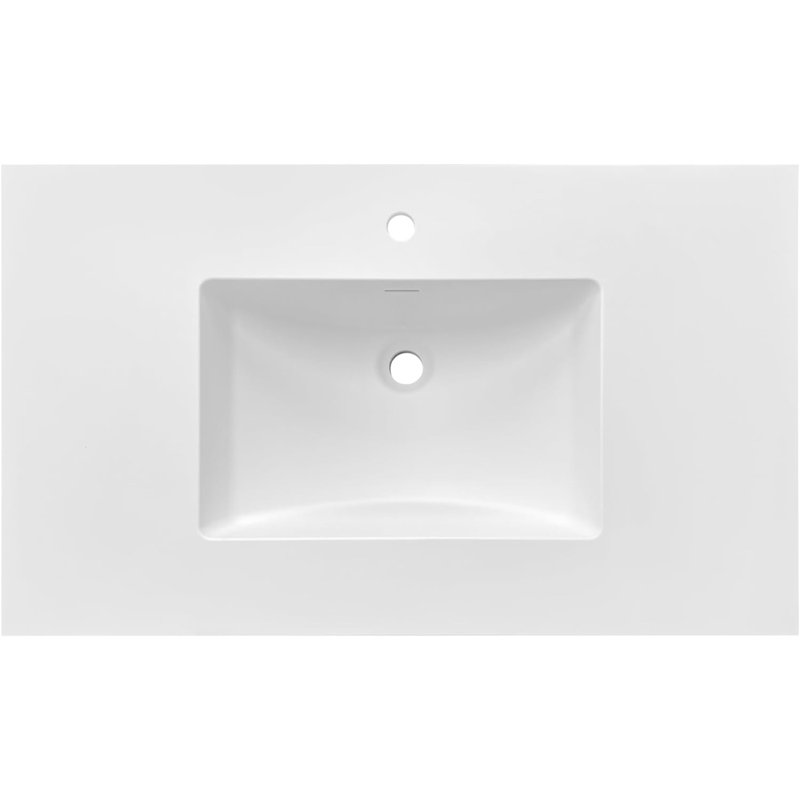 37"Wx22"D Solid Surface Resin Vanity Top with Sink-Durable, Easy-to-Clean, Built-in Overflow