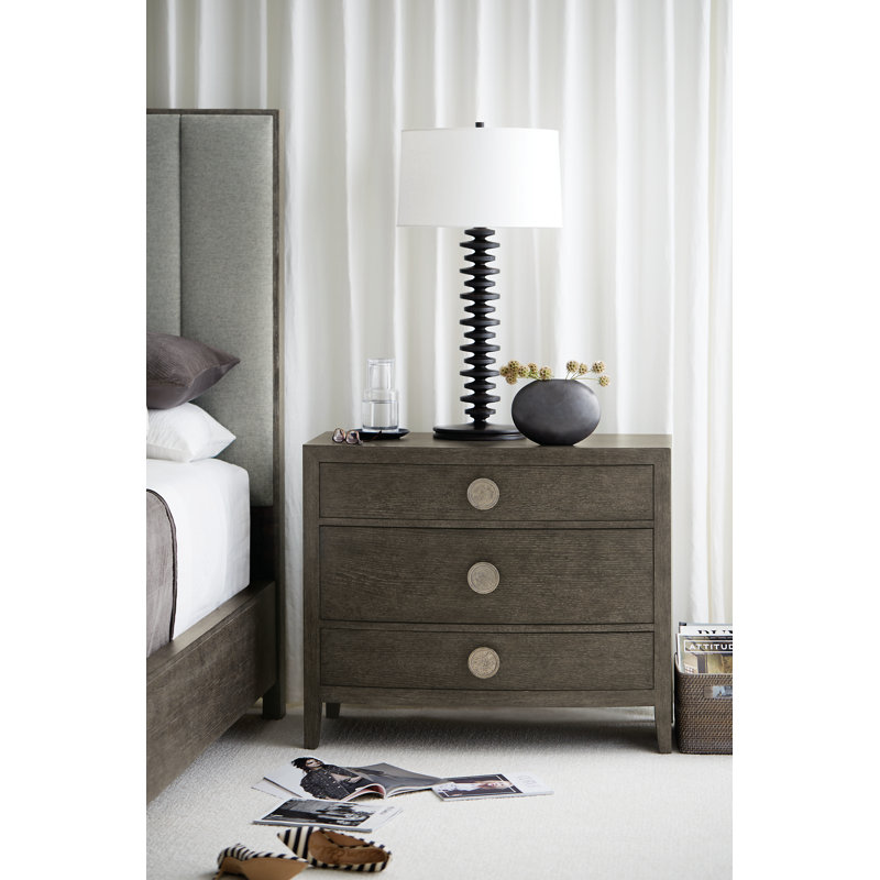 Linea Upholstered Bed, King, Linea - Cerused Charcoal Finish