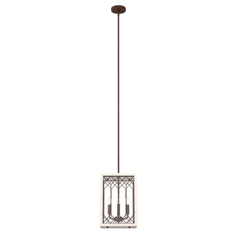 Chevron 4 - Light Square Pendant, Textured Rust, Small