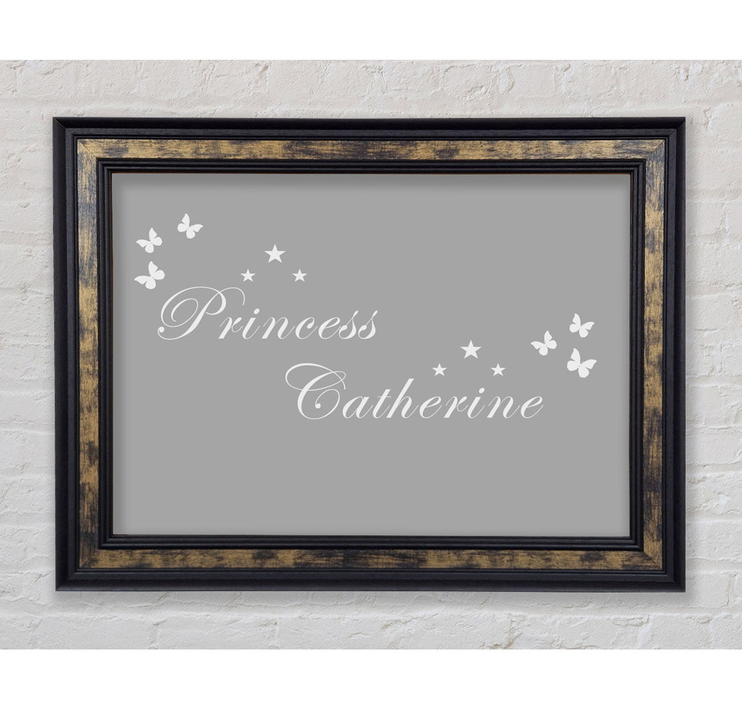 Girls Room Quote Your Own Name Princess Grey - Einzelne Bilderrahmen Kunstdrucke