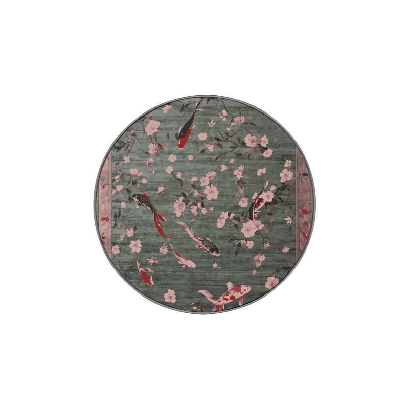 Machine Washable Gray Area Rug, Round 7'