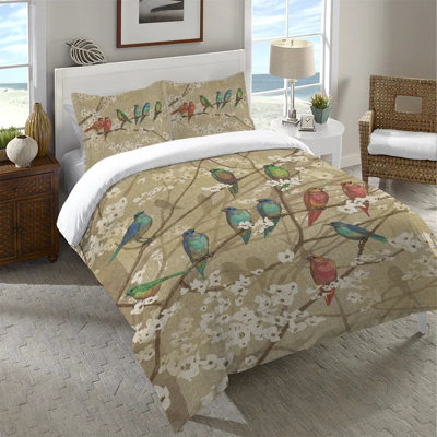 Birds And Blossoms Modern & Contemporary Machine Woven Duvet Cover