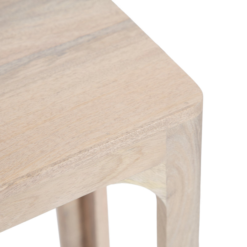 Table d'appoint mince en bois de manguier Dahl à utiliser comme table de chevet étroite, Blanc