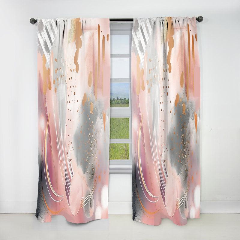 Bethesda - Rayures rose et or complexes II - Rideau moderne - Velours obscurcissant - 1 panneau, L 52 po x L 95 po