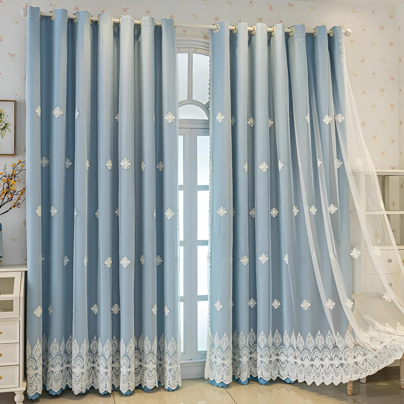 Ele Room Darkening Single Curtain Panel, Blue