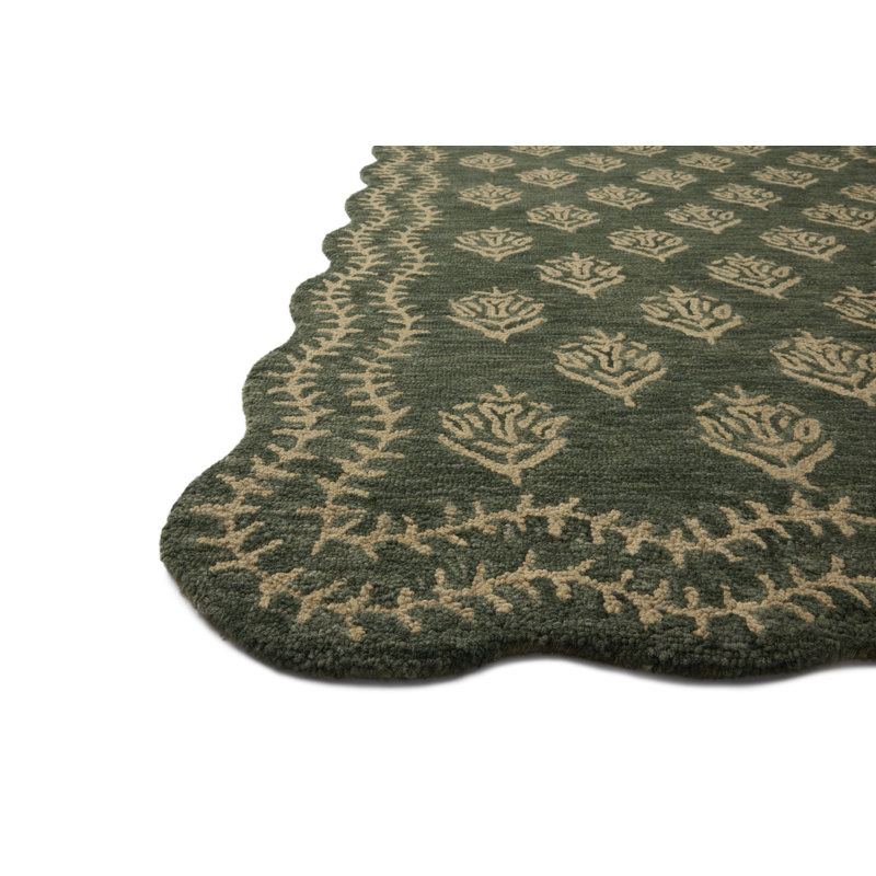 Rifle Paper Company x Loloi Lisette Forest / Oatmeal  Area Rug, Rectangle 3'6" x 5'6",  Forest/Oatmeal 