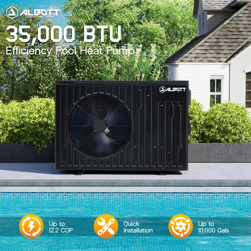 Swimming Pool Heat Pump - 35,000 BTU-220V, Black, 35000 BTU