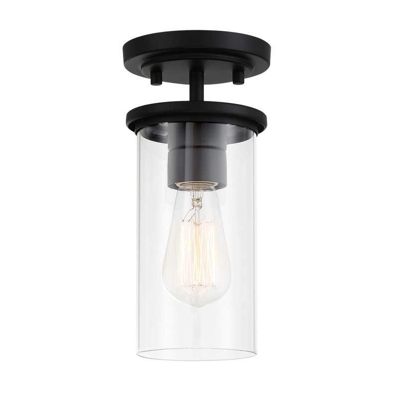 Luminaire suspendu cylindrique à 1 lumière Ashten, Charbon, Transparent