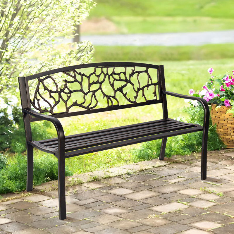 Banc d'extérieur en métal Laurieanne, Bronze antique