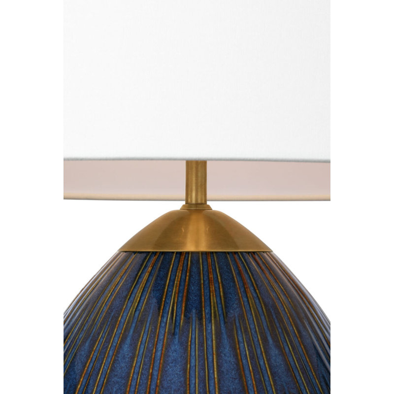 Vesse 28" Table Lamp with Linen Shade, Mixed Blue Brown