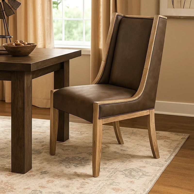 Ensemble de 2 chaises de salle à manger Eray, polyester, Marron clair