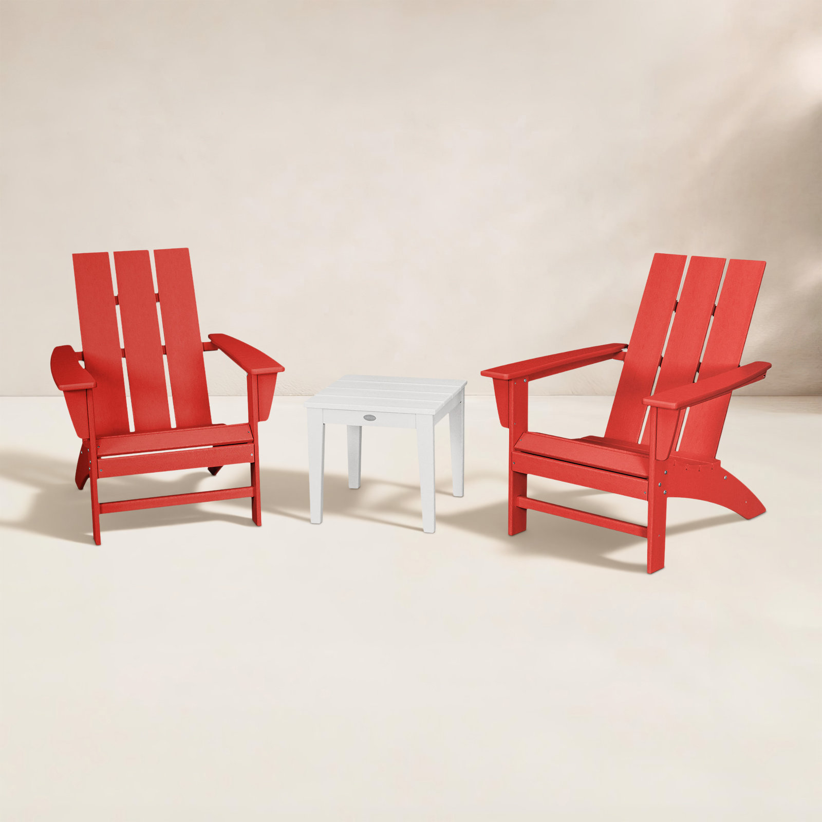POLYWOOD® Modern Adirondack 2-Person Patio Seating Group, Sunset Red