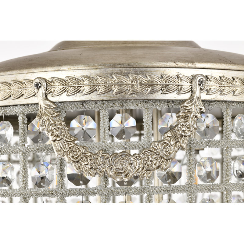 Silver Crystal 27" Tiered Chandelier Pendant Light