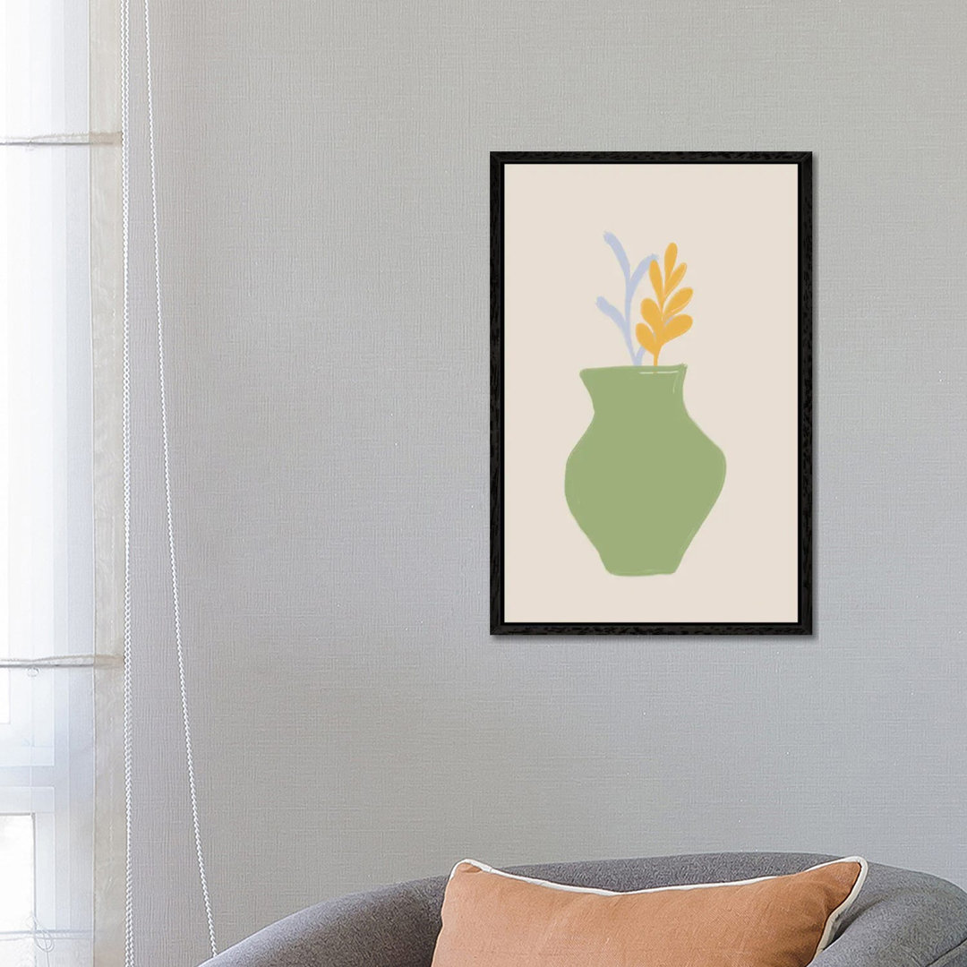 Grüne Scandi Vase von Grace Digital Art Co - Galerie-verpackte Leinwand Giclée auf Leinwand