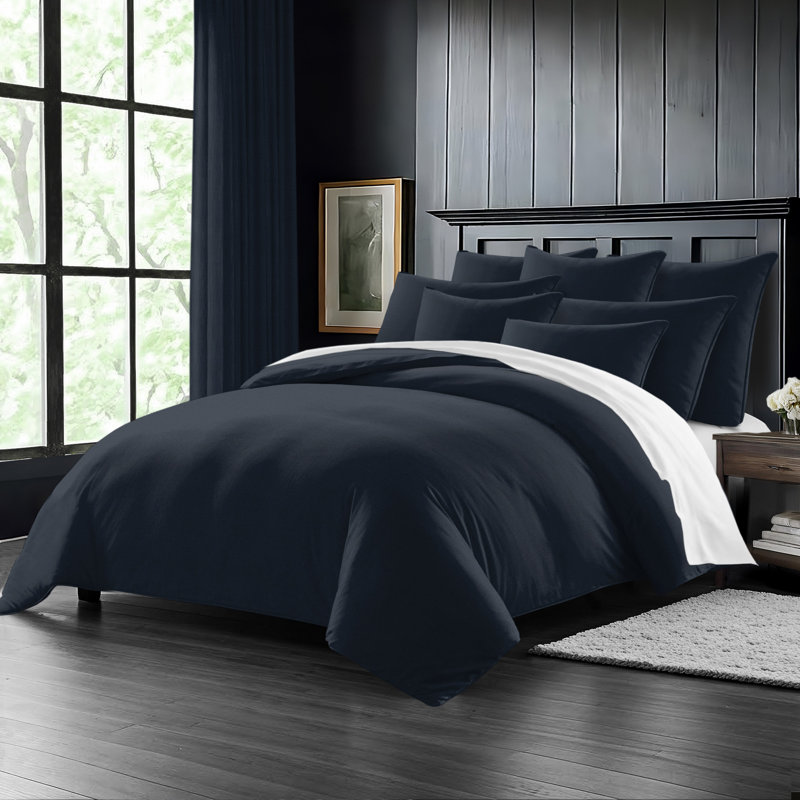 Ensemble d'édredon 8 pièces Elsie, California King Comforter + 7 Additional Pieces, True Navy