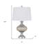 Lampe de table 27 "en métal argenté avec abat-jour blanc