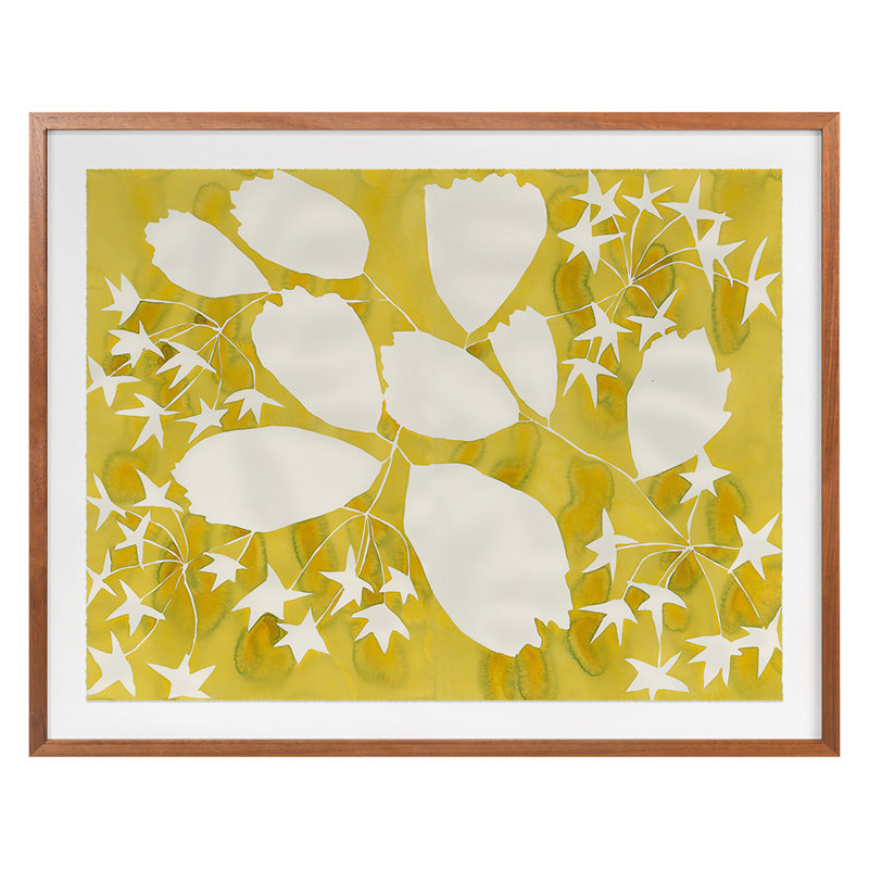 Golden Spirea Print by Kate Roebuck, Walnut Framed, 28" H x 35" W