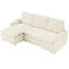 Canapé-lit de 55 po de hauteur avec méridienne réversible et lit escamotable en velours côtelé beige-1031845940-1031845943