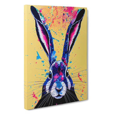 Painted Hare No.5 Abstract - Wrapped Canvas