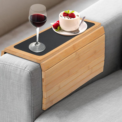 Couch Arm Tray, Sofa Armrest Tray Table, Adjustable And Foldable Couch Arm Table For Snack, Food, Drinks, Phone, Remote(Natural)