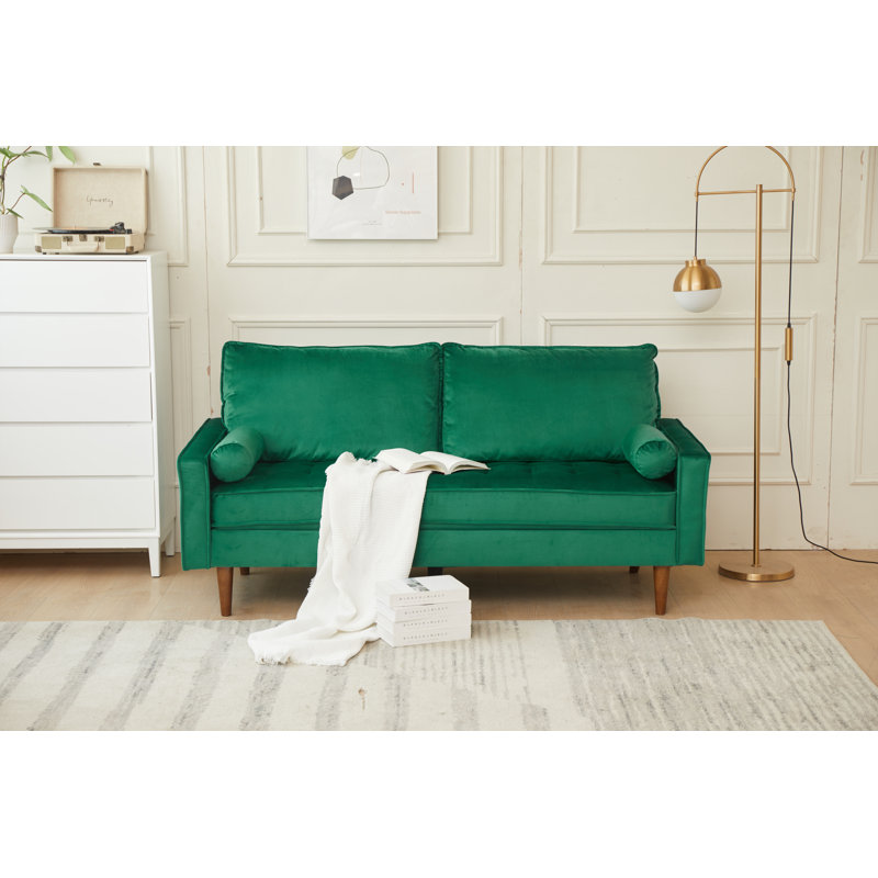 Causeuse rembourrée Mearline, Velours vert