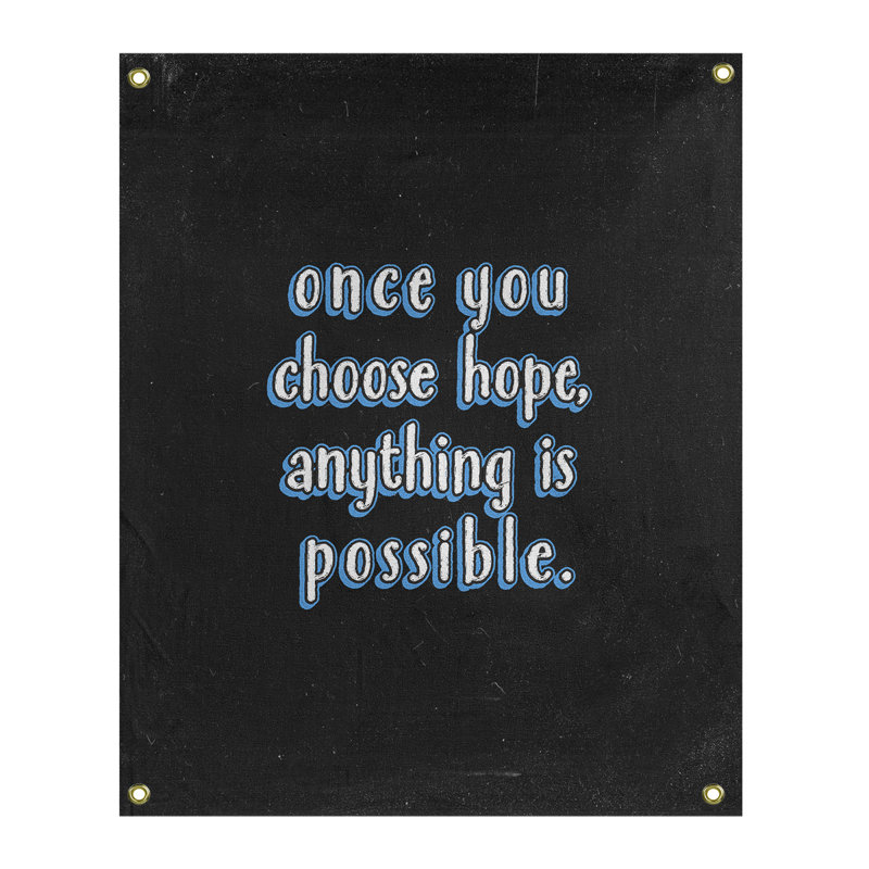 Tapisserie tableau noir en polyester, citation d’espoir, H 36 po x l 26 po, Bleu