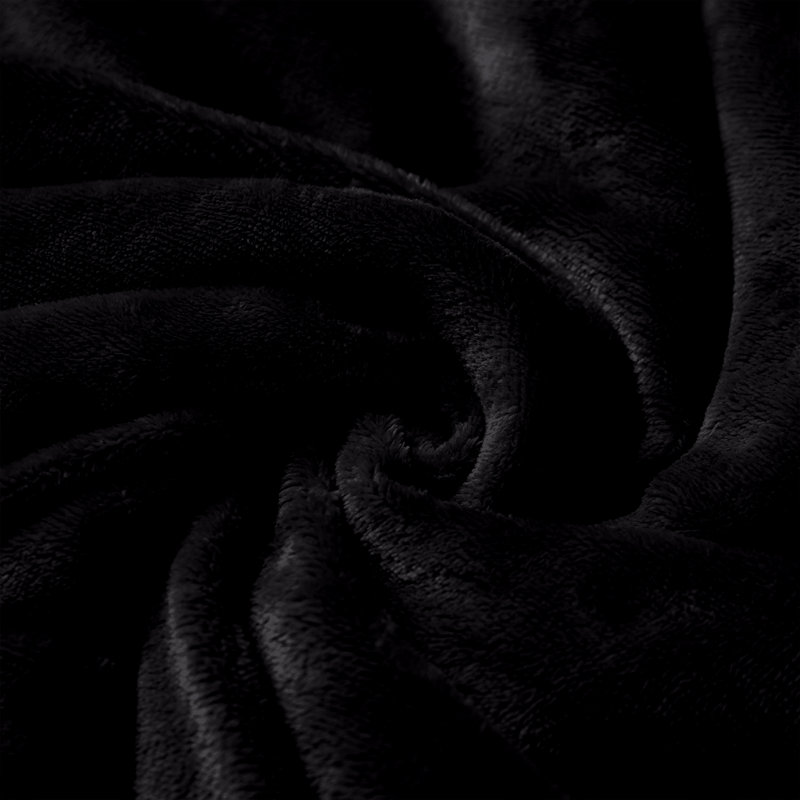Sherpa Fleece Fur Thick Reversible Blanket Throw, 150cm x 130cm, Black
