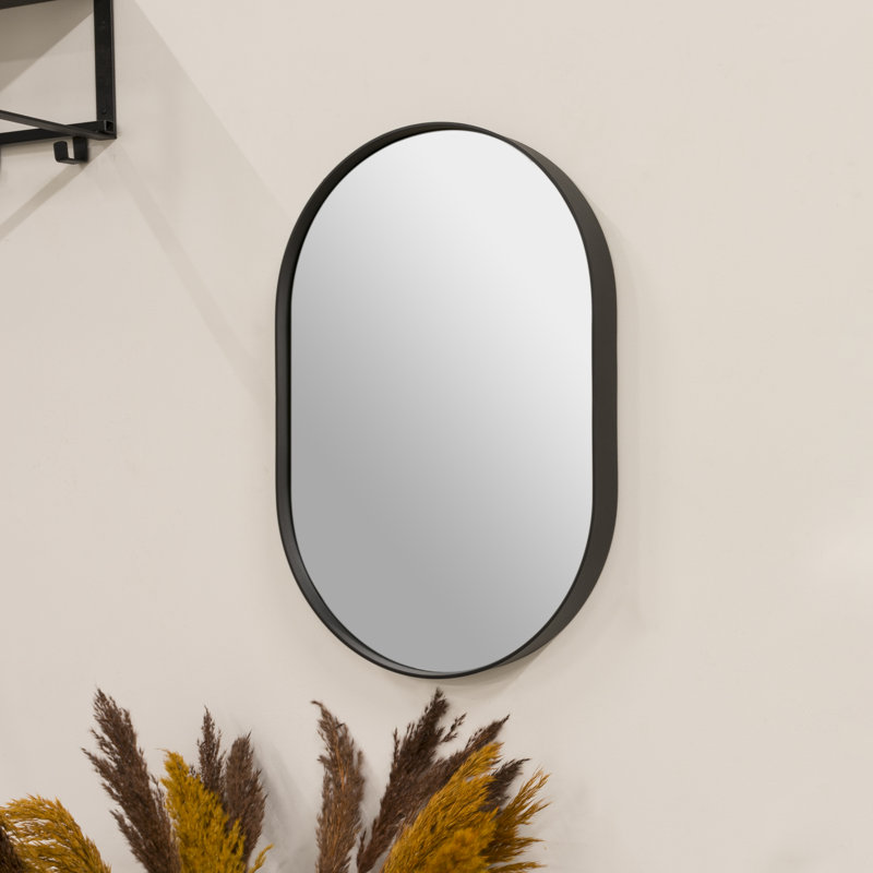 Donna Metal Flat Wall Mirror, Black