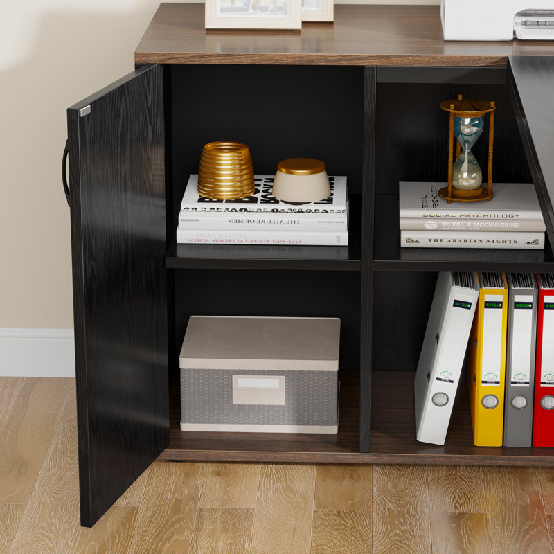 70.8'' L- Shape Executive Desk, Walnut