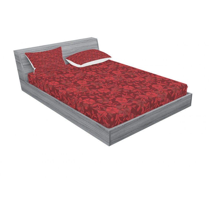 Microfiber Floral Sheet Set, Full/Double Sheet Set with Fitted Sheet