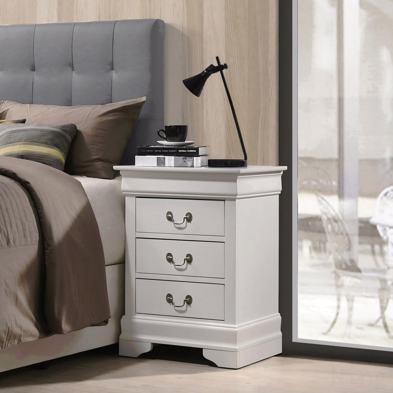 Charmante table de chevet traditionnelle blanche, Blanc