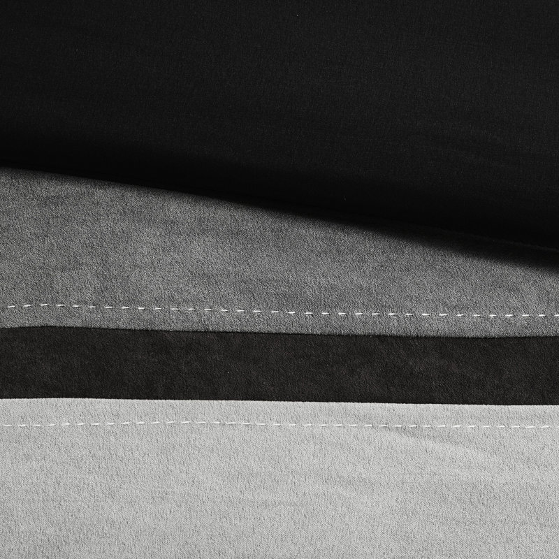 Édredon grand en suède noir 7 pièces pour grand lit - Collection de literie douce et confortable, Noir / blanc