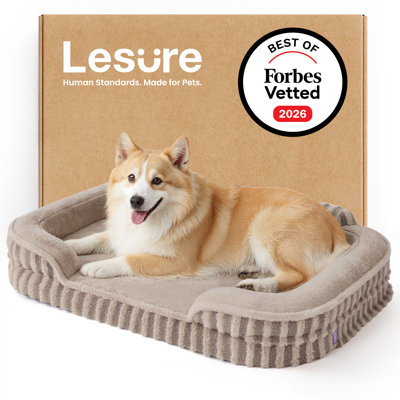 Lesure Cozy Orthopedic Waterproof Dog Beds with Sides, High Back Egg-Crate Foam Pet Sofa with Non-Slip Bottom and Washable Removable Cover