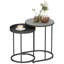  Nesting Side Table Set of 2, Industrial Round Nest of Tables, Grey-1776811312