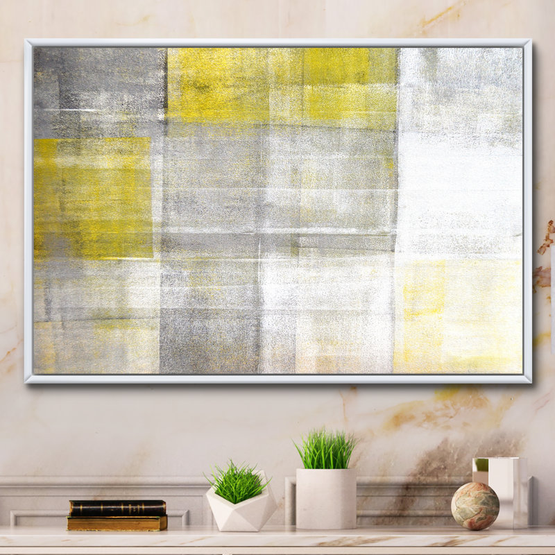 «Gray Meets Yellow Abstract Art X III», reproduction d'art sur toile, H 16 po x l 32 po x P 1 po