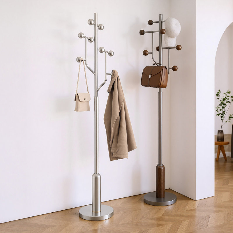 Stainless Steel Freestanding 8 - Hook Coat Rack, Silver