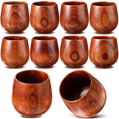 Tasse à thé en bois 10 pièces, tasse à café en bois, 6 oz