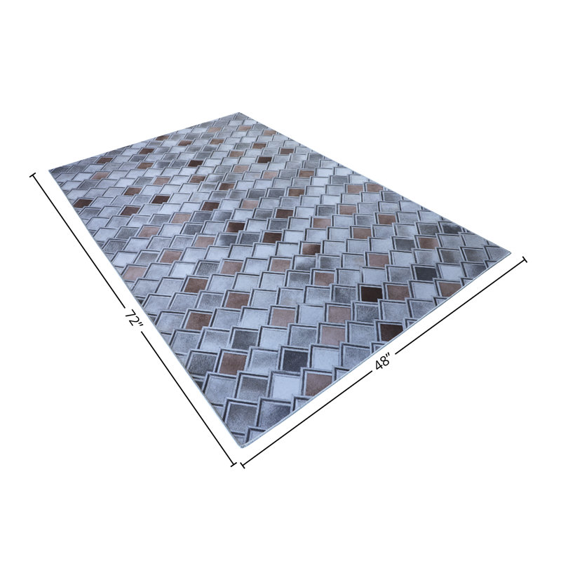 Frames of Mind Grey Area Rug, Rectangle 4' x 6'